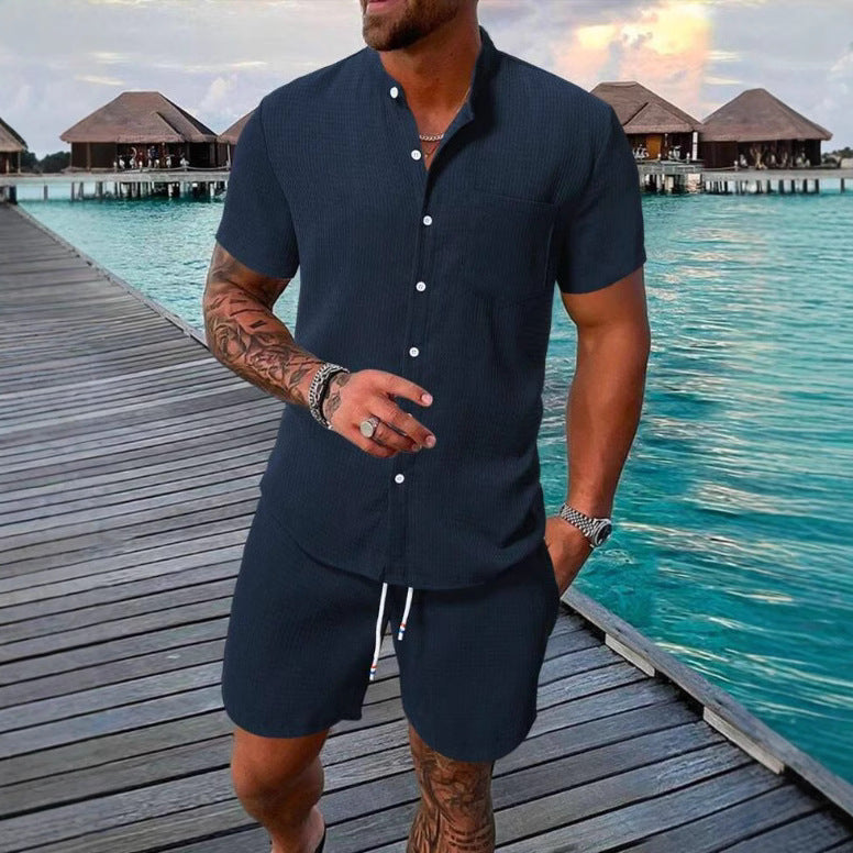 Chemises décontractées à manches courtes pour hommes avec shorts assortis Chic und Stil