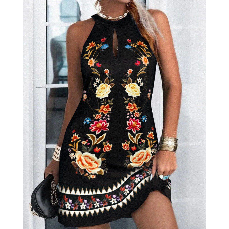 Robe shift à col halter pour femmes avec un motif à rayures accrocheur Chic und Stil