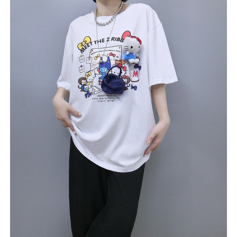 T-shirt graphique surdimensionné pour femmes Chic und Stil