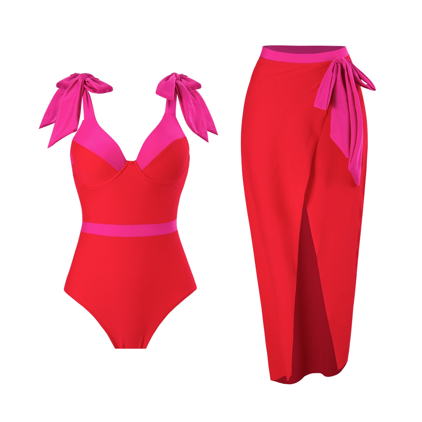 Maillot de bain femme avec une jolie jupe portefeuille et de jolis nœuds Chic und Stil