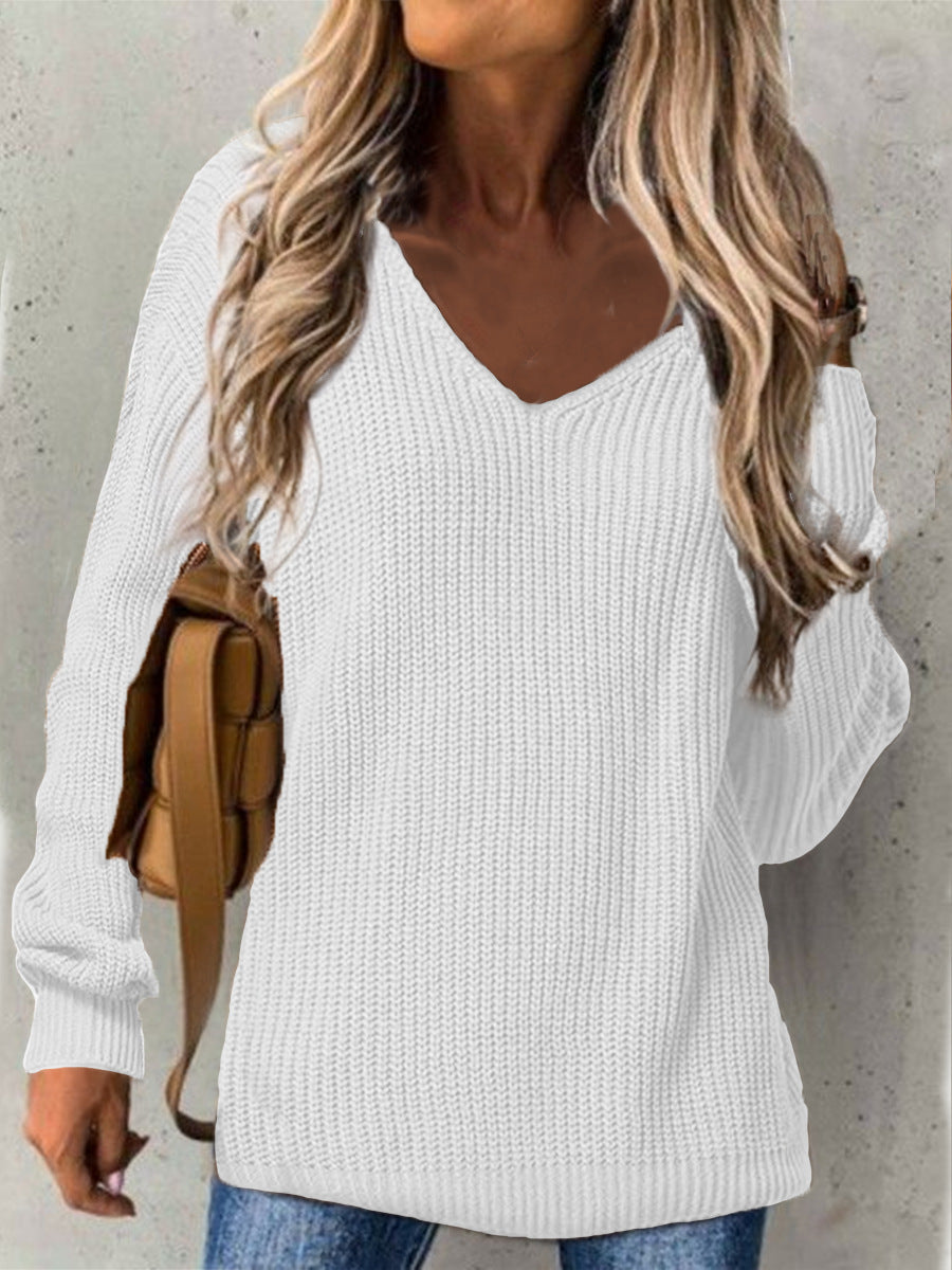 Pull-over en tricot épais à encolure en V pour femmes avec coupe décontractée Chic und Stil