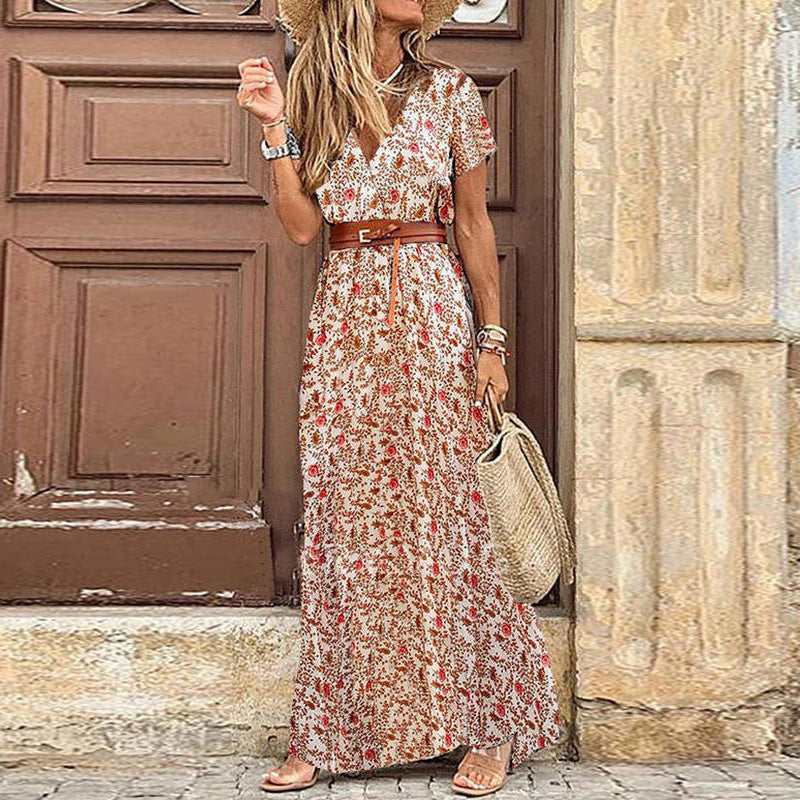 Robe maxi fleur pour femmes avec fente latérale haute Chic und Stil