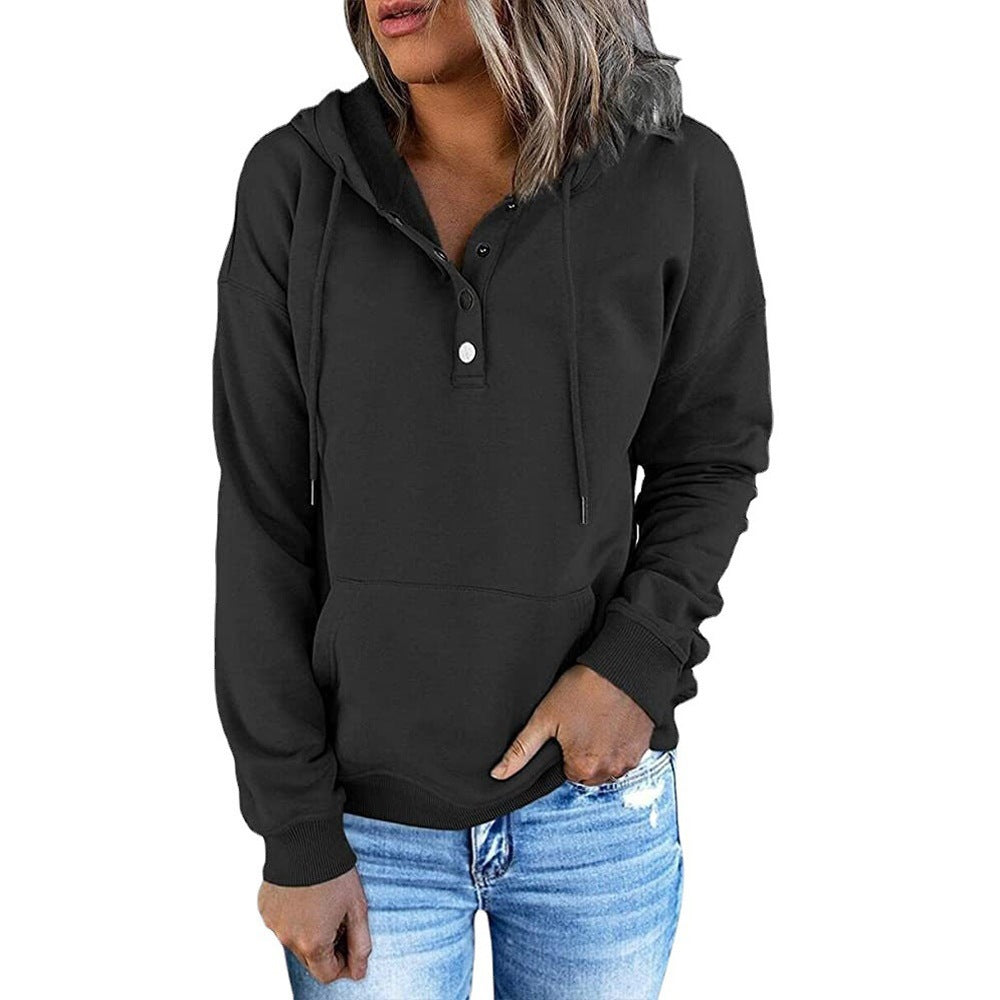 Pull à capuche femme avec détail de bouton tendance Chic und Stil