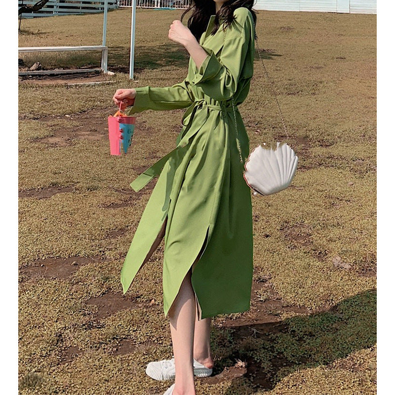 Robe maxi élégante à manches longues pour femmes avec détail fente Chic und Stil