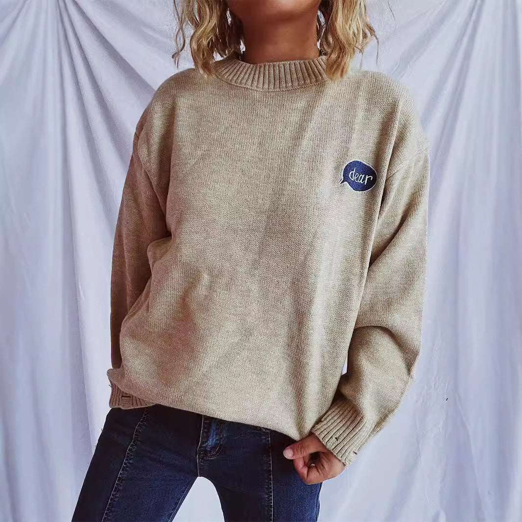 Pull femme avec motifs brodés colorés et coupe décontractée Chic und Stil
