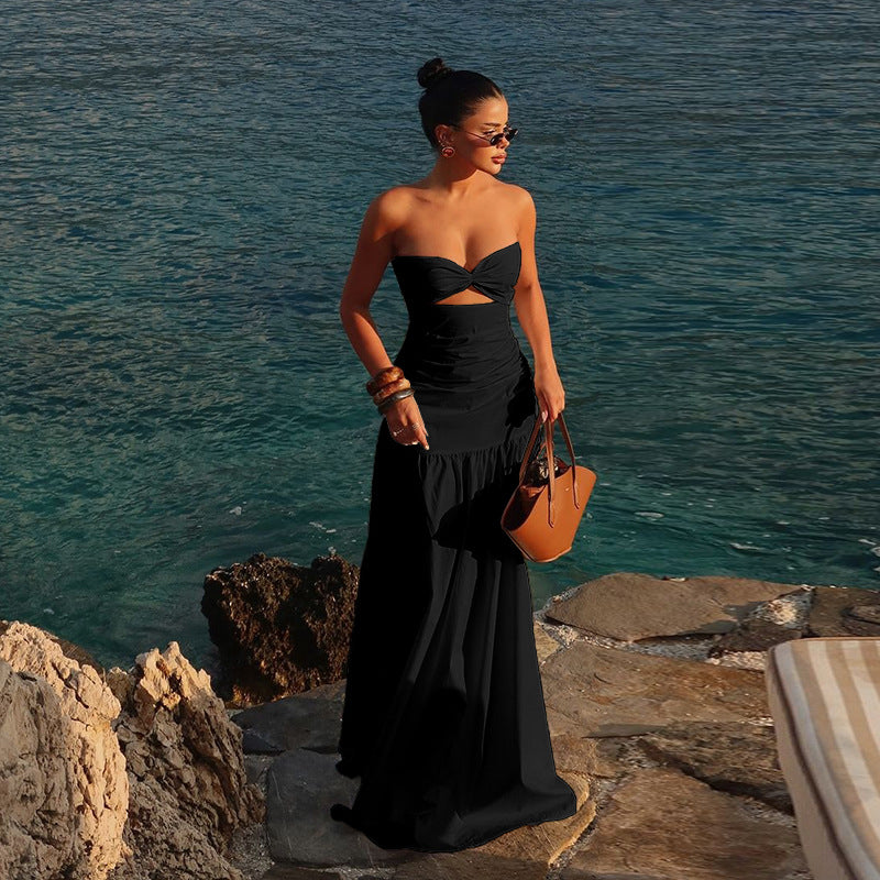 Robe maxi sans bretelles pour femmes avec détail découpé Chic und Stil