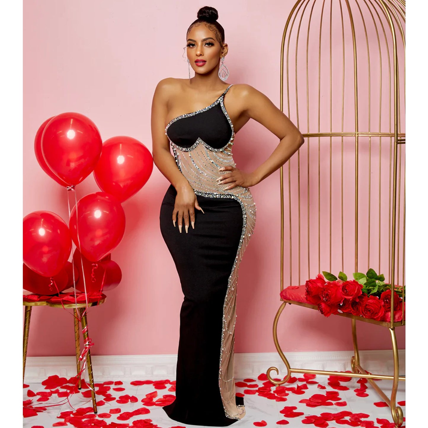 Robe de soirée à une épaule scintillante Chic und Stil