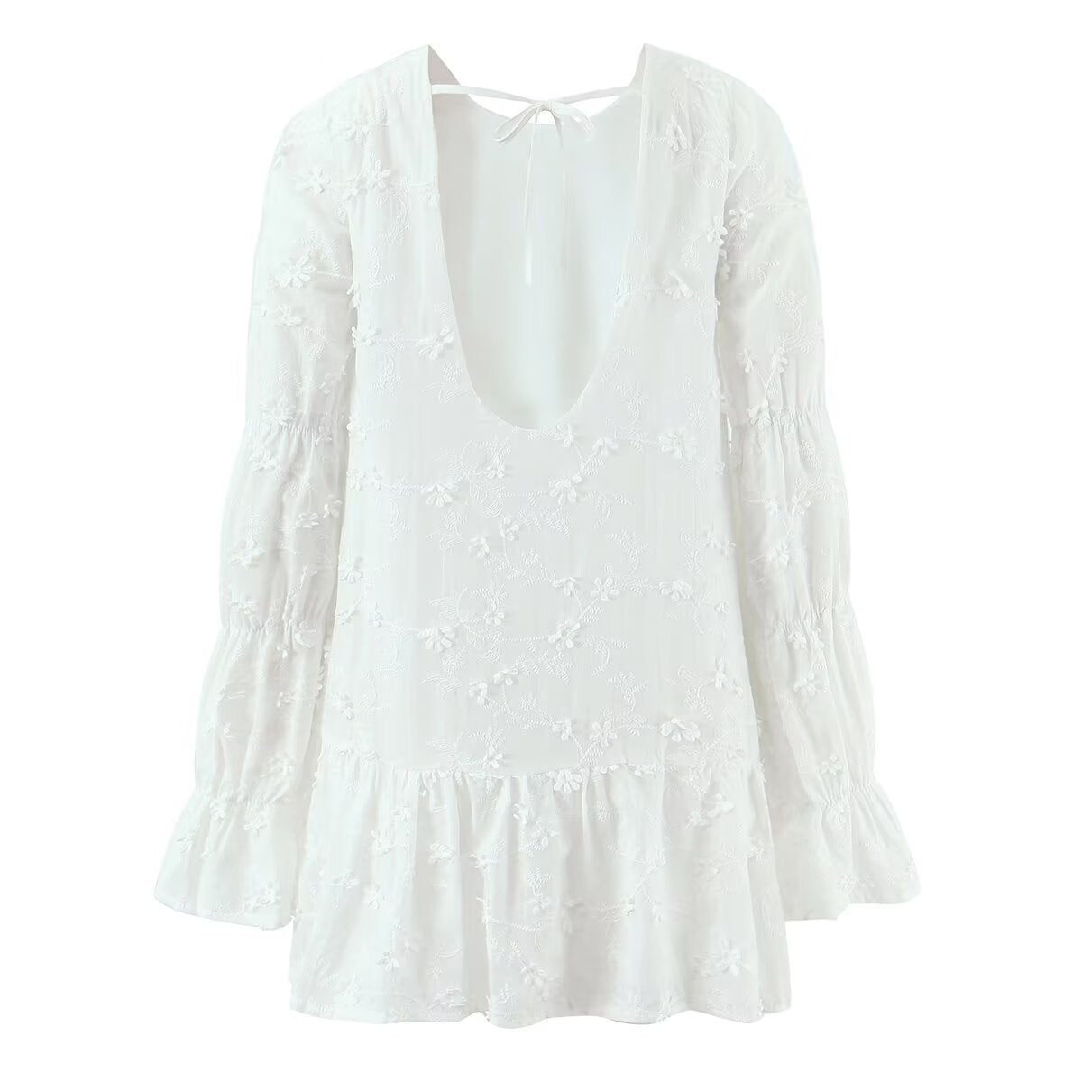 Robe d'été aérienne pour femmes avec design de broderie florale et manches volumineuses Chic und Stil