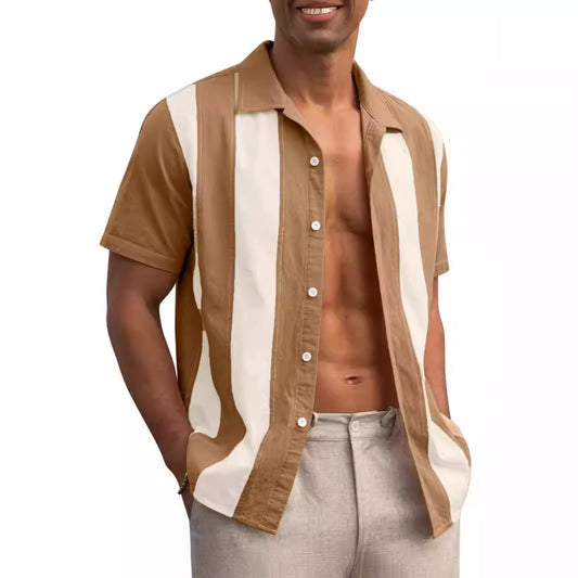 Chemise à manches courtes pour hommes avec un motif rayé élaboré Chic und Stil