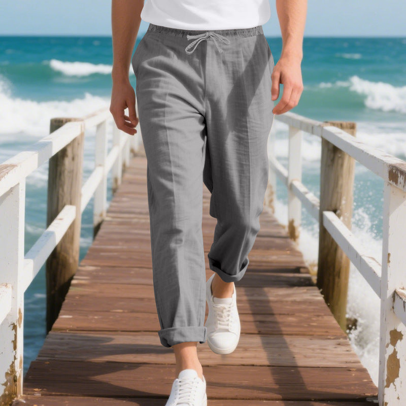 Pantalon d'été décontracté pour hommes avec taille élastique et poches latérales pratiques Chic und Stil