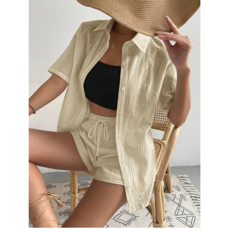 Dame Chique Loungewear-Combinaison composée d'une chemise légère et respirante et de shorts Chic und Stil