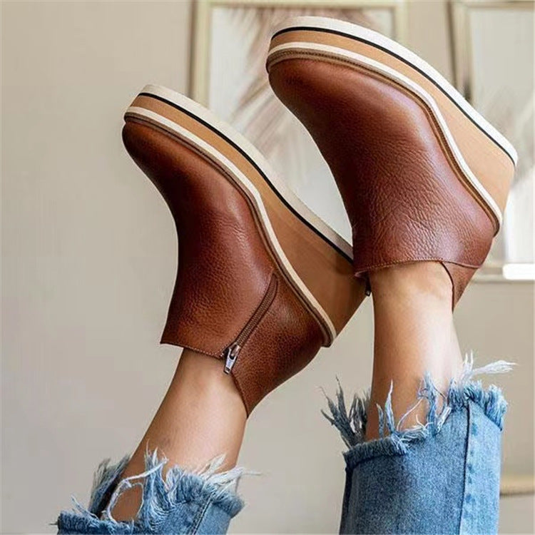 Bottes à talons compensés pour femmes en suède de haute qualité avec semelle antidérapante Chic und Stil