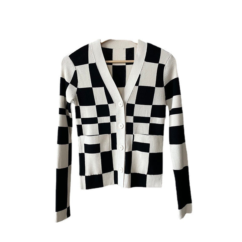 Cardigan côtelé à motif géométrique pour femme Chic und Stil