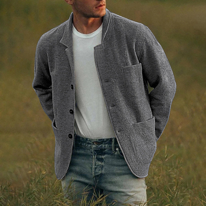 Blazer décontracté en lin pour hommes avec poches plaquées Chic und Stil