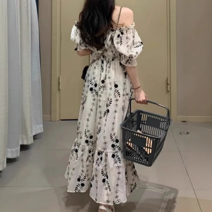 Robe maxi boho pour femmes avec haut élastique et manches volumineuses Chic und Stil
