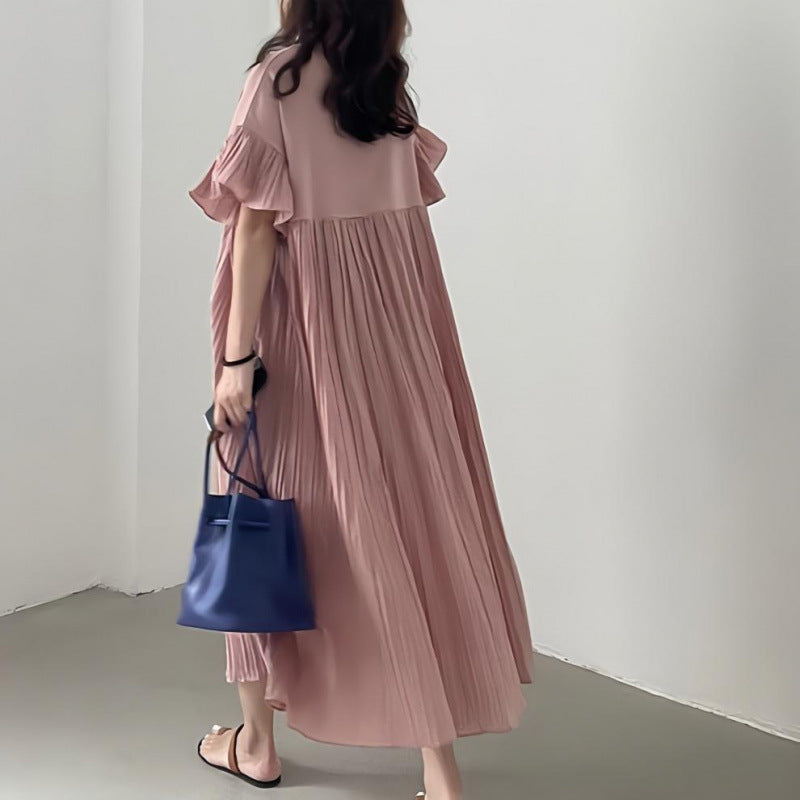 Robe maxi fluide pour femme avec bords froncés Chic und Stil