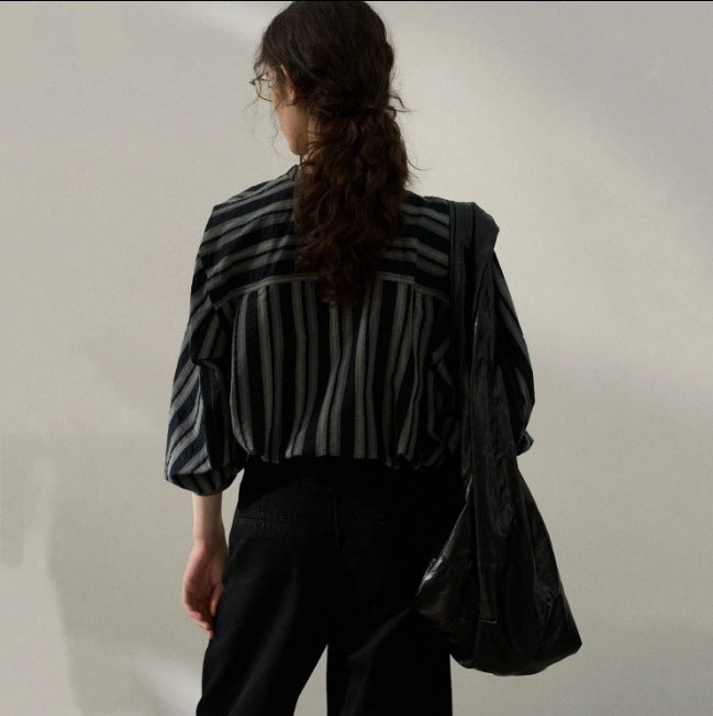 Blouse en coton rayée pour dames Chic und Stil