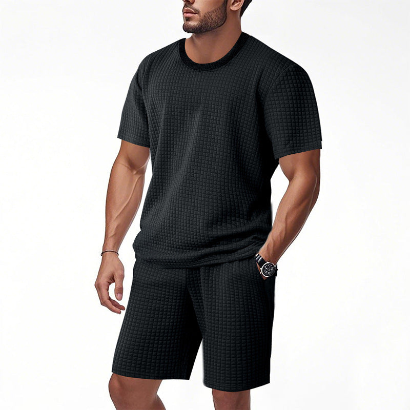 Ensemble décontracté à manches courtes pour femmes avec haut texturé et shorts Chic und Stil