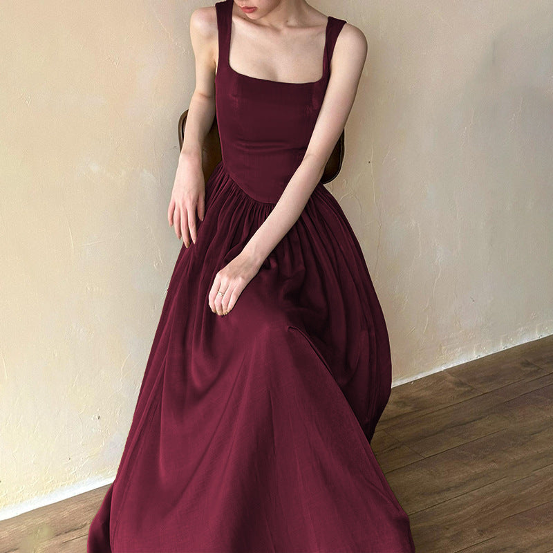 Robe maxi A-ligne à encolure carrée Chic und Stil pour femmes