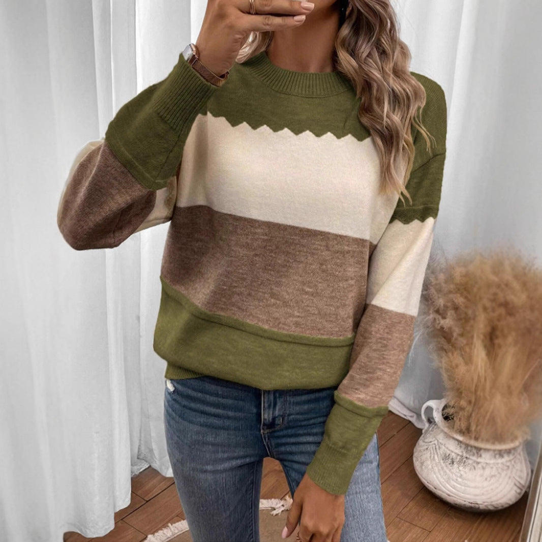 Pull femme confortable avec un design moderne à rayures bloquées Chic und Stil
