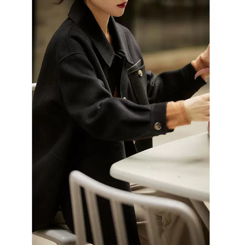 Veste shacket en laine mélangée surdimensionnée et confortable pour femmes Chic und Stil