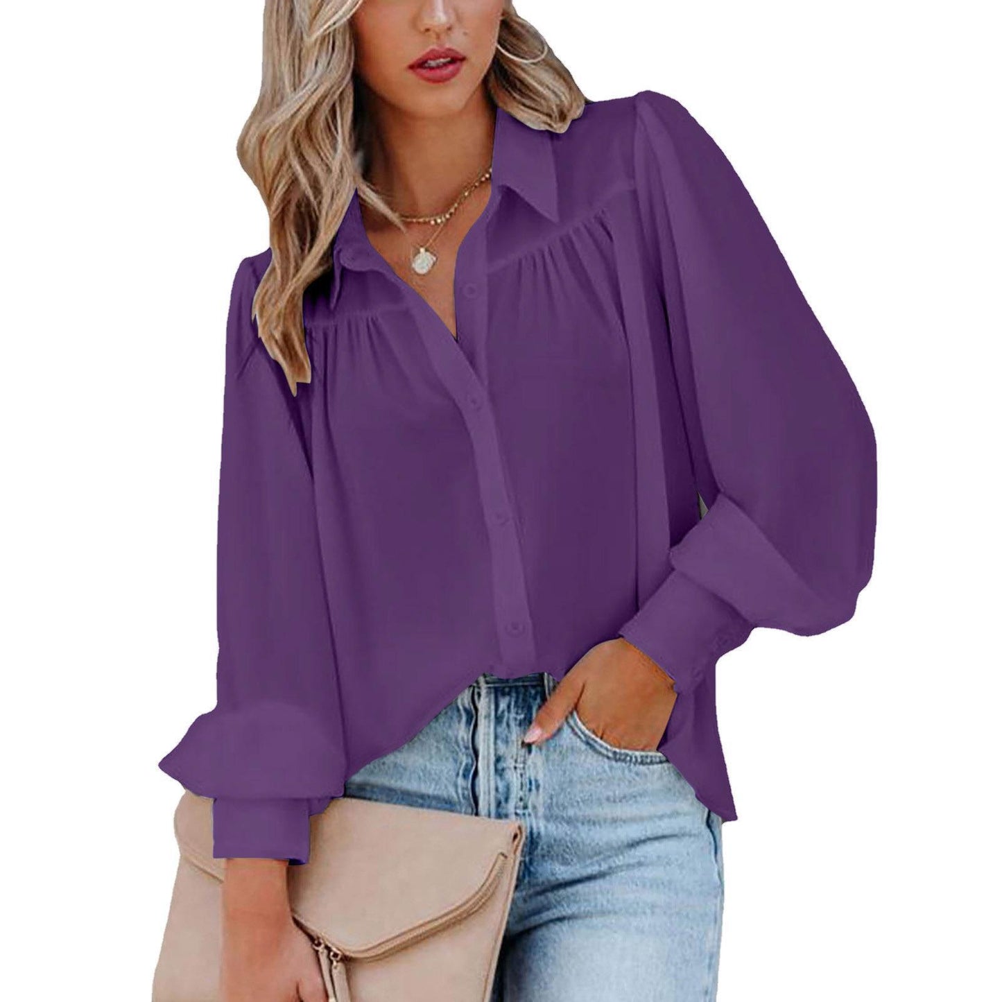 Blouse femme avec des manches volumineuses et des détails élégants en volants Chic und Stil