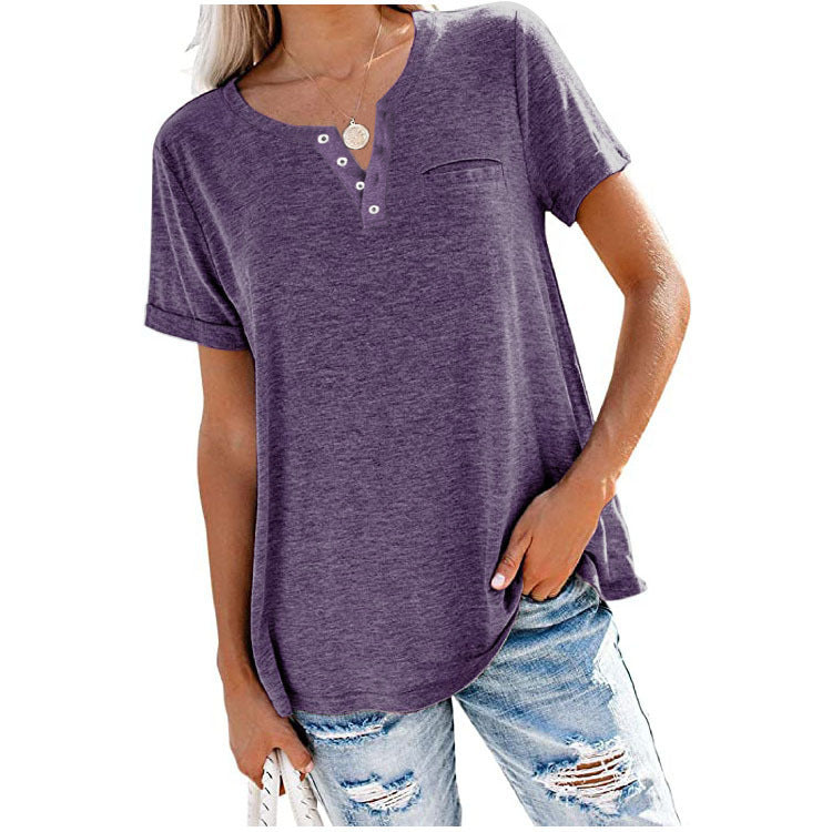 T-shirt pour femmes de haute qualité avec détail de bouton et coupe décontractée Chic und Stil