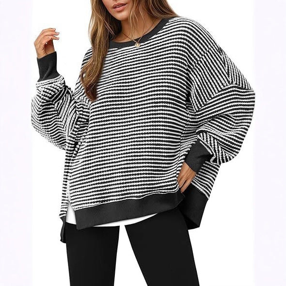 Pull oversized rayé décontracté pour dames Chic und Stil