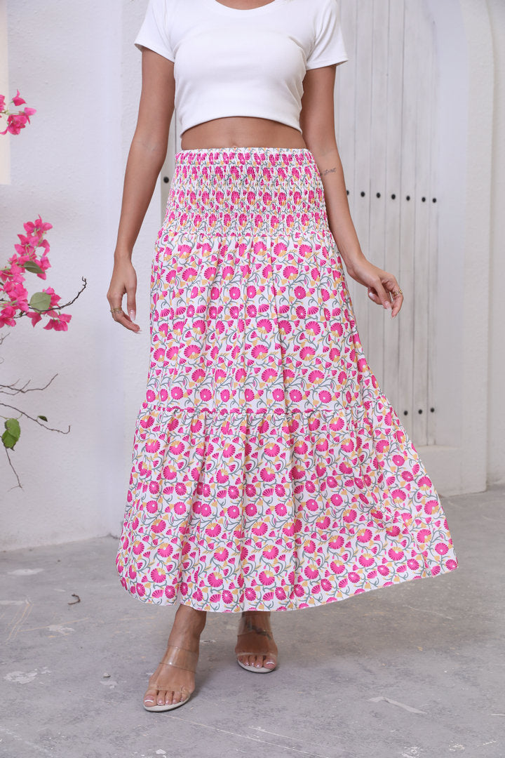 Jupe maxi à volants pour femmes avec ceinture froncée Chic und Stil