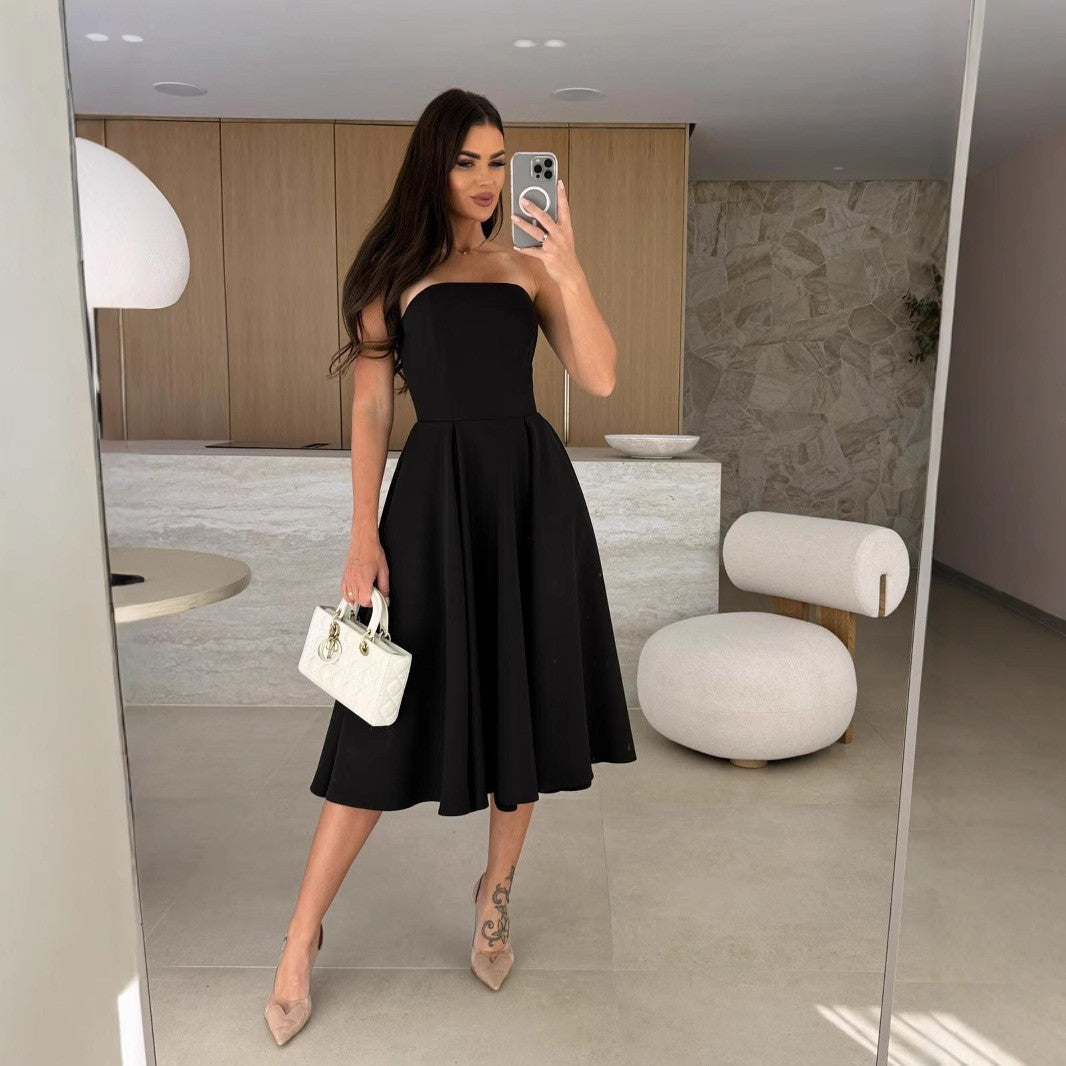 Robe sans bretelles en A pour dames Chic und Stil