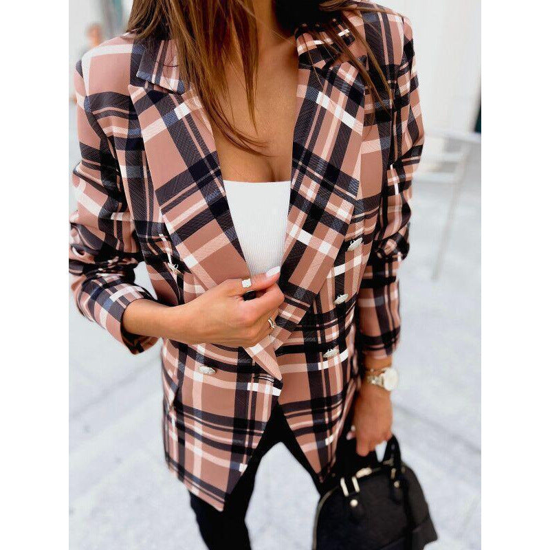 Blazer à carreaux pour dames à double boutonnage sur mesure Chic und Stil