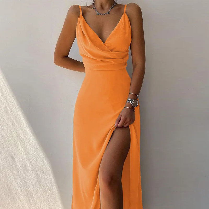 Dames Élégant Robe Maxi Col Cagoule Chic und Stil