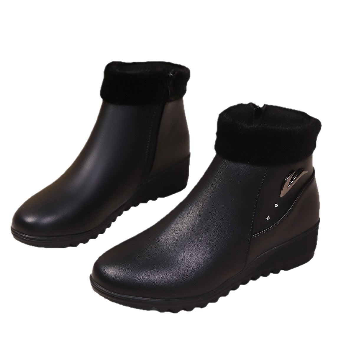 Bottes à talon compensé pour femmes avec doublure intérieure douce et fermeture éclair à la mode Chic und Stil