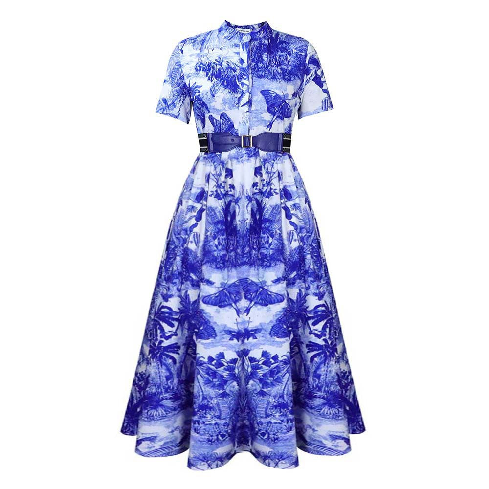 Robe maxi femme avec impression botanique et ceinture cintrée Chic und Stil