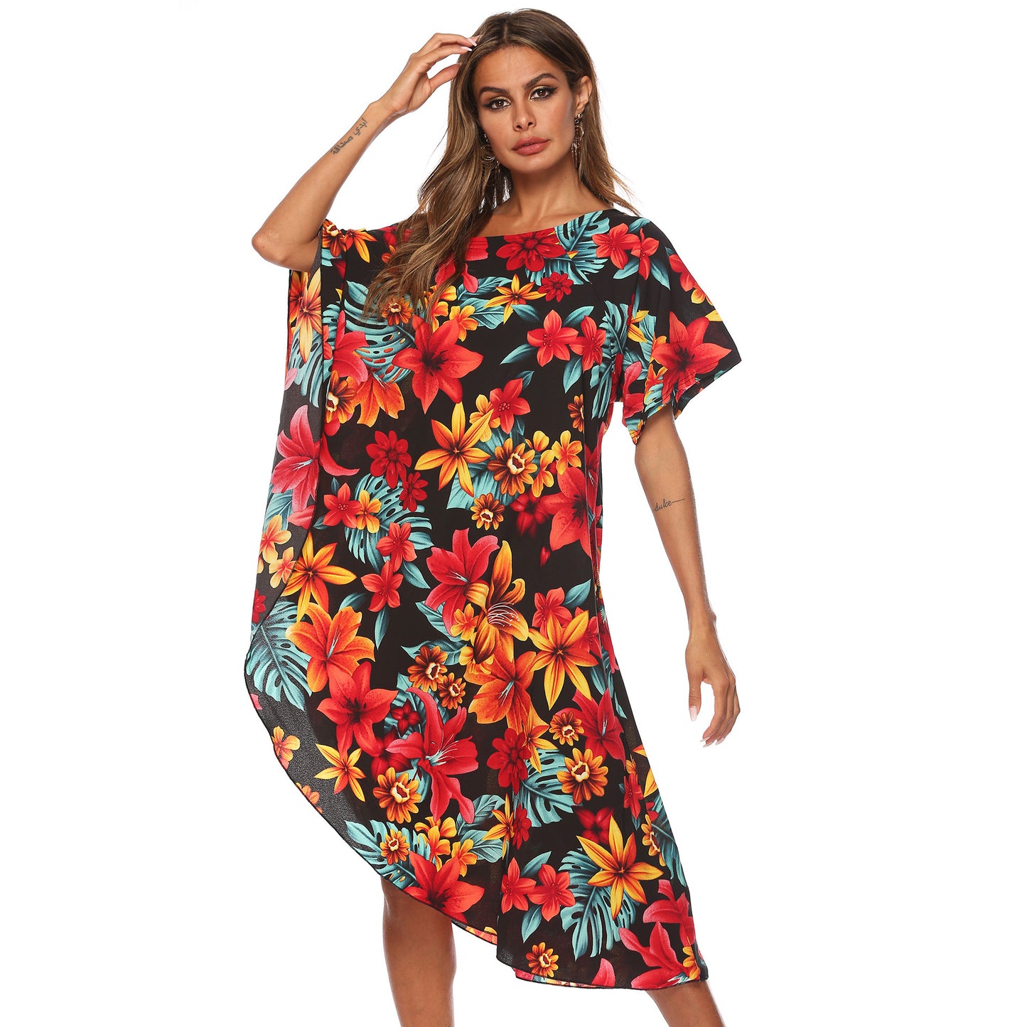 Robe Kaftan Imprimé Floral Femme Chic und Stil
