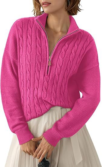 Pull en grosse maille pour femmes avec col montant et demi-zip Chic und Stil
