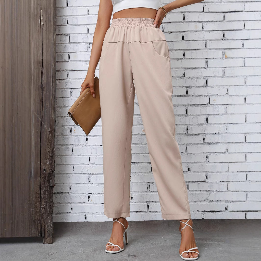 Pantalon de loisirs élégant pour femmes avec taille élastique et poches latérales pratiques Chic und Stil