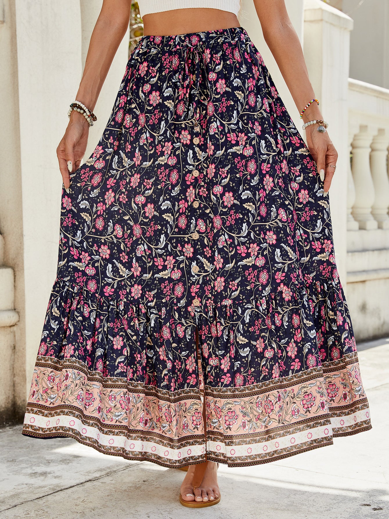 Jupe maxi bohémienne à imprimé floral Chic und Stil