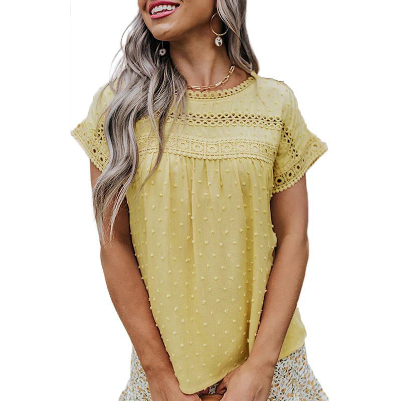 Blouse courte élégante pour femmes avec des accents en dentelle Chic und Stil