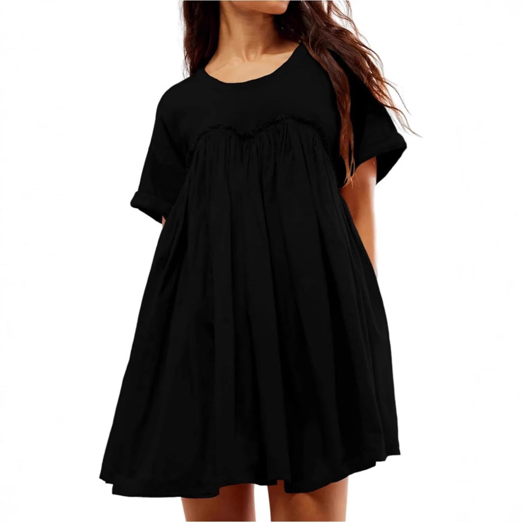 Robe shift plissée décontractée pour femmes Chic und Stil