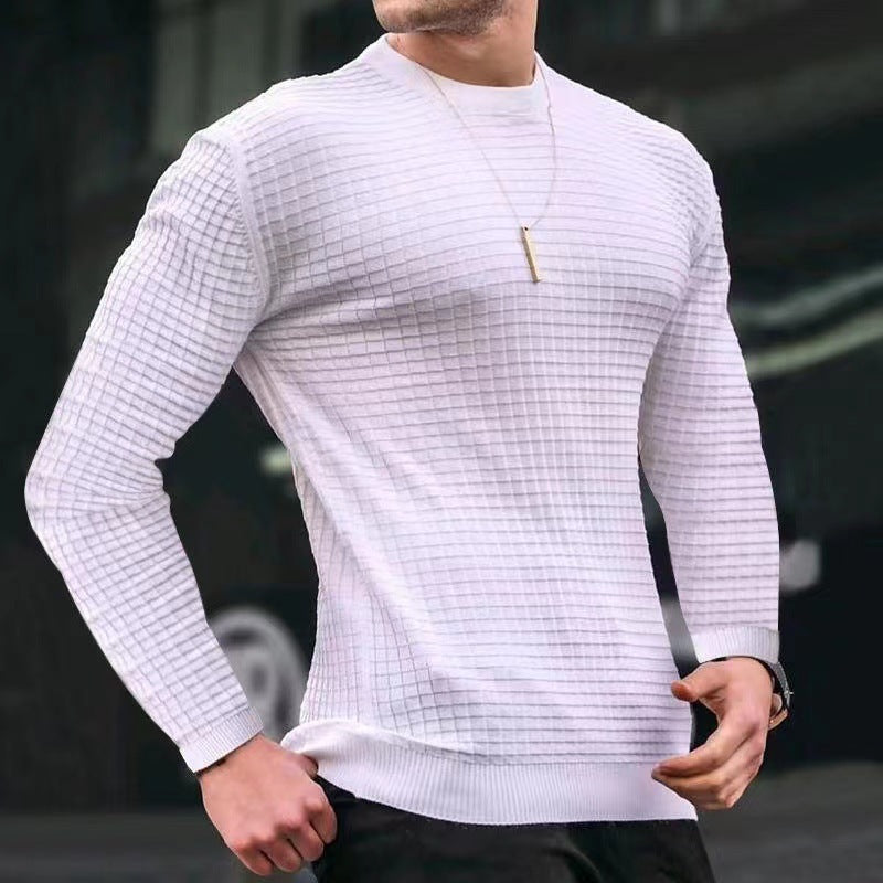 Pull élégant structuré pour hommes avec col rond et manches longues Chic und Stil