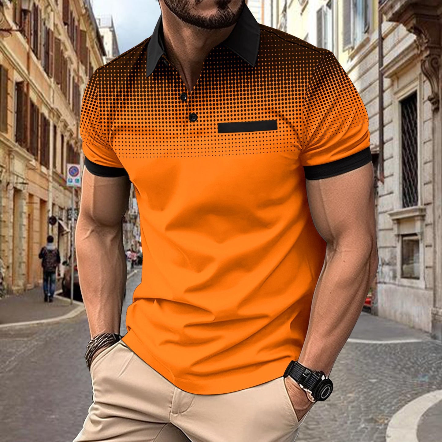 Polo-shirt pour hommes à manches courtes avec motif dégradé Chic und Stil