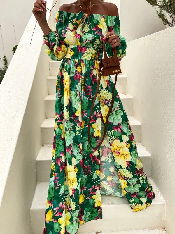 Chic and stylish off shoulder floral maxi dress for women