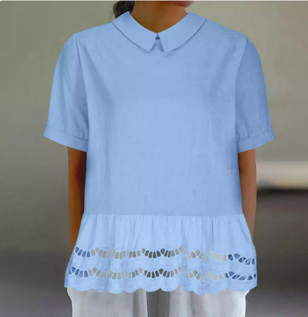 Blouse à ourlet en dentelle élégante Chic und Stil pour femmes
