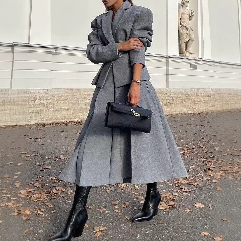 Dames Ensemble blazer et jupe élégant en mélange de laine de haute qualité Chic und Stil