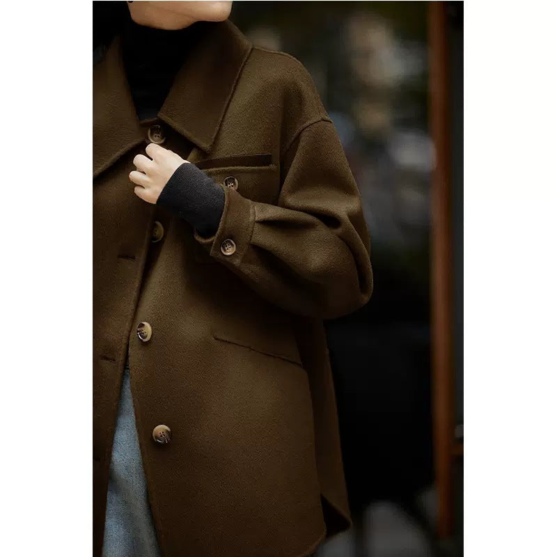 Veste shacket en laine mélangée surdimensionnée et confortable pour femmes Chic und Stil
