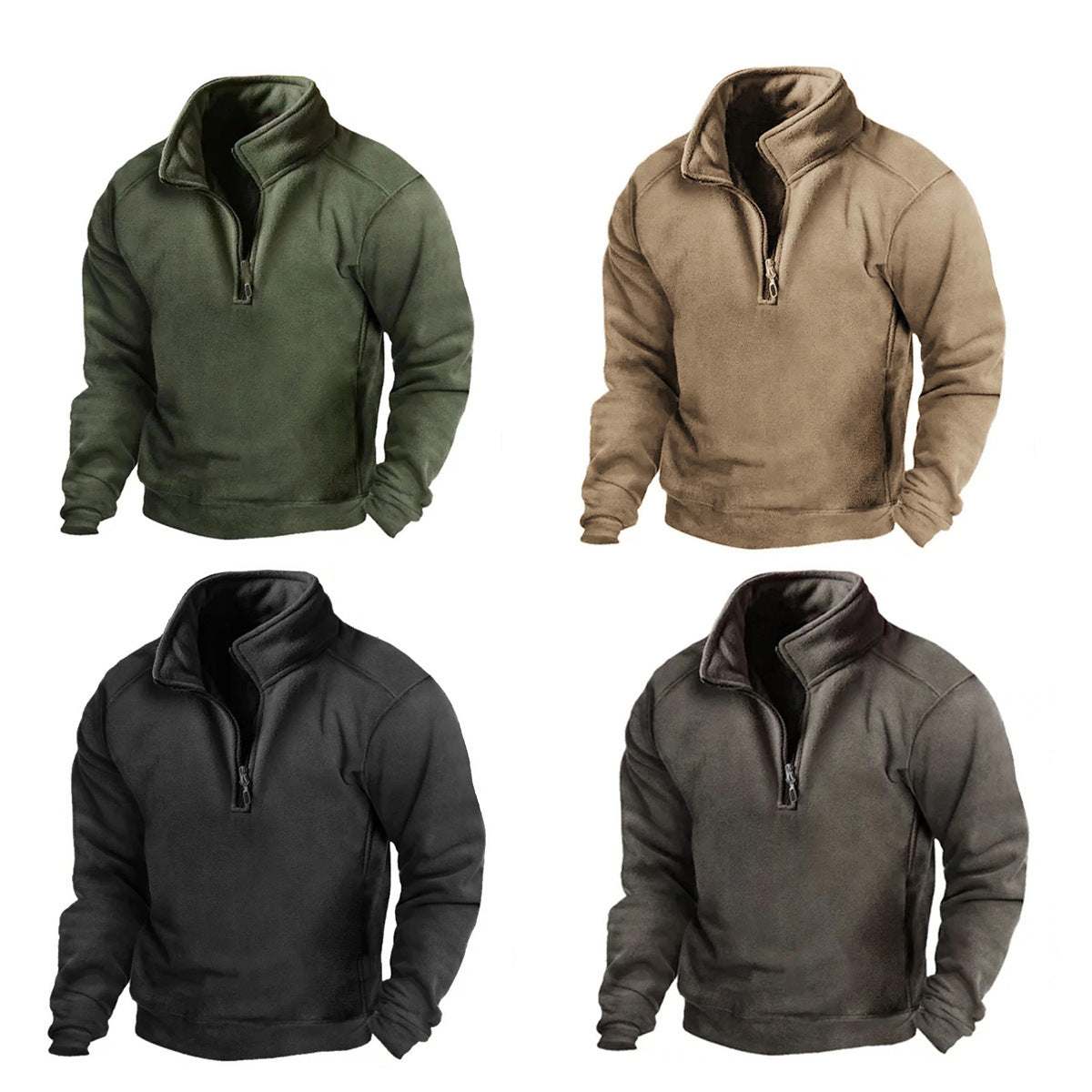 Pull-over Fleece pour hommes avec col haut et fermeture éclair pratique Chic und Stil