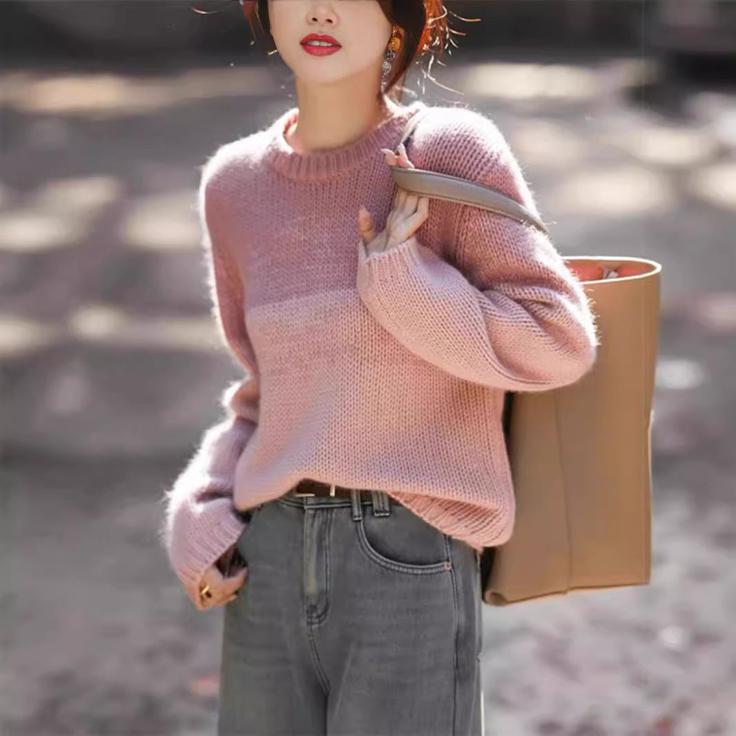 Pull en tricot pour femmes avec dégradé de couleurs doux Chic und Stil