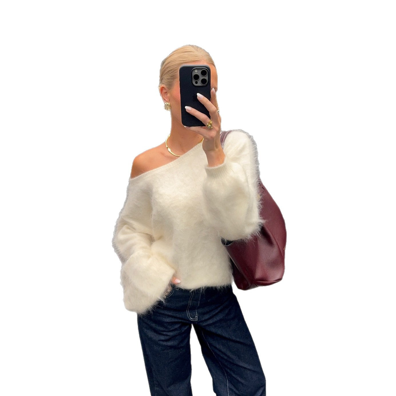 Femme Pull doux en mélange de mohair avec des manches oversized Chic und Stil