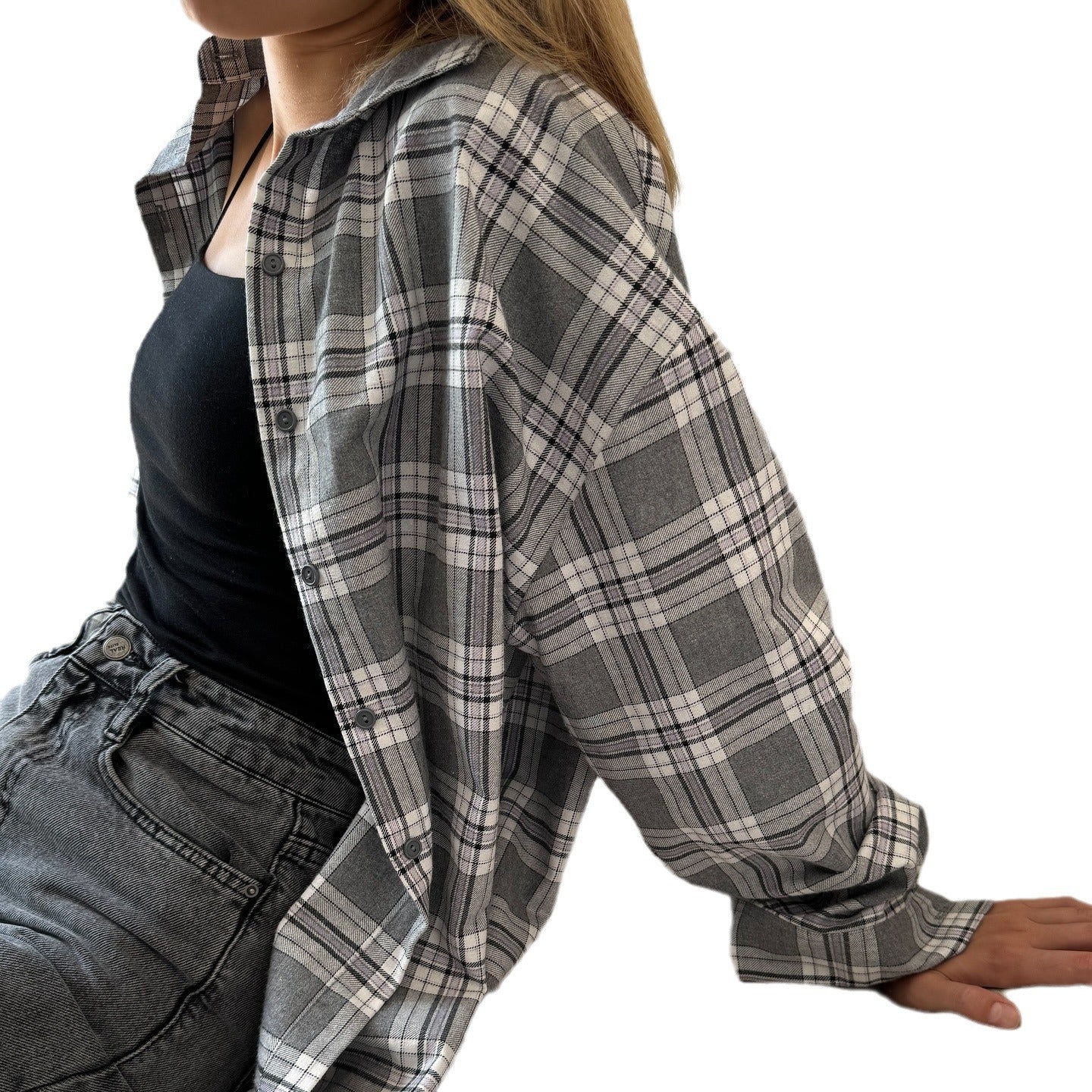 Blouse à carreaux décontractée pour femmes avec coupe oversized et détails modernes Chic und Stil